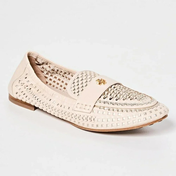 Tory Burch Women's Woven Ballet Loafers Brie Spark Gold Size 7 (MSRP $378) - Picture 1 of 11